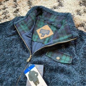 NWT Pendleton Ladies' Fuzzy Zip Jacket Women's Sherpa Coat, Large, Dark Blue
